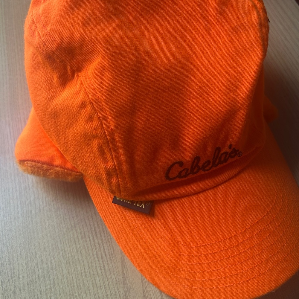 Cabela's Vibrant Orange Outdoor Cap Thinsulate Gortex Clean Warm Hi-Viz Hunting